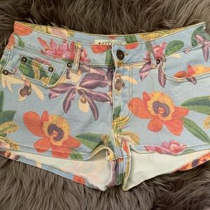 Pacsun Floral Denim Shorts Size 7